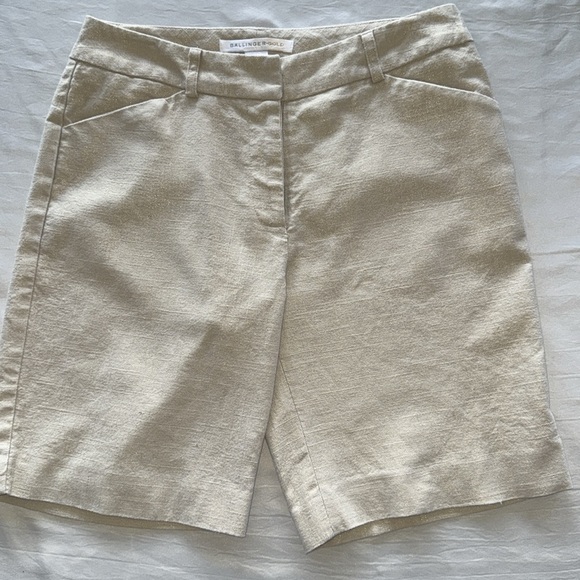Ballinger Gold Cream with Metallic Thread Bermuda Shorts 9”Inseam Retro Chic - Picture 7 of 9